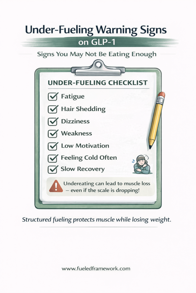 signs of not eating enough on glp-1 including fatigue dizziness and weakness